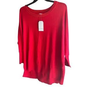 WONDERLY red oversized dolman sleeve tunic split hem sweater NWT plus sz 1X